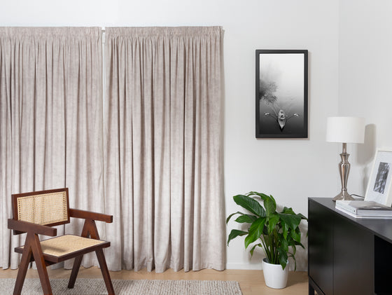 Glenorchy Velvet Recycled Ready Made Curtains - Bone