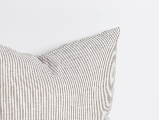 Maia Linen Filled Cushion - Grey Stripe