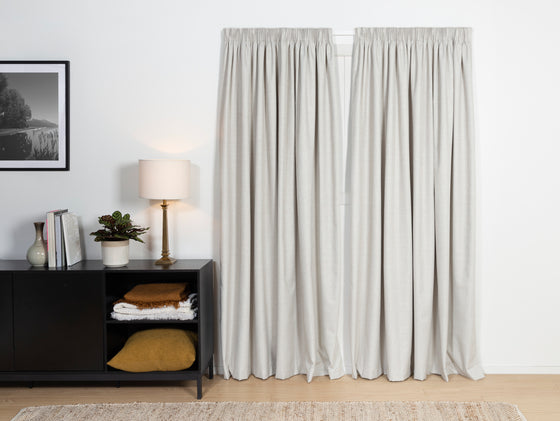 Nevis Blockout Pencil Pleat Curtains - Bone