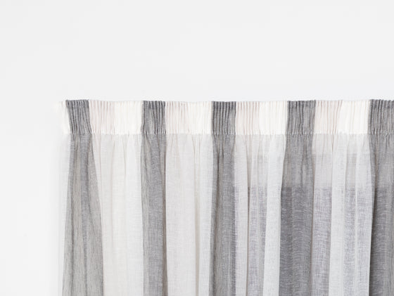 Raglan Stripe Sheer Curtains - Pebble