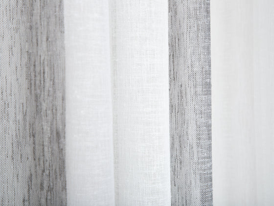 Raglan Stripe Sheer Curtains - Pebble