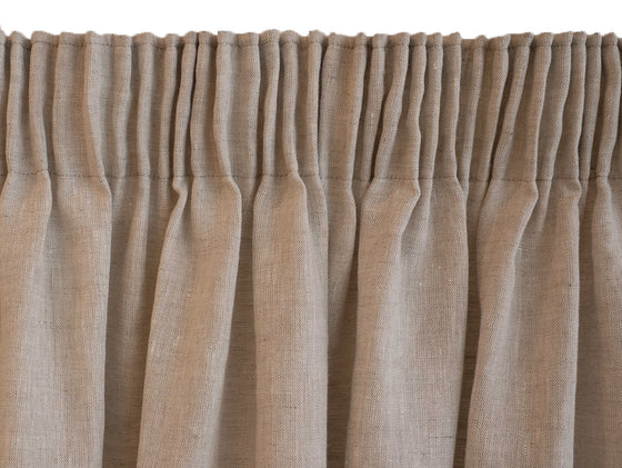 100% Linen Lined Natural Pencil Pleat Curtains